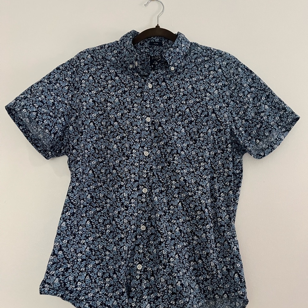 Jcrew Factory Flax Washed Slim Men's Blue Floral Shirt